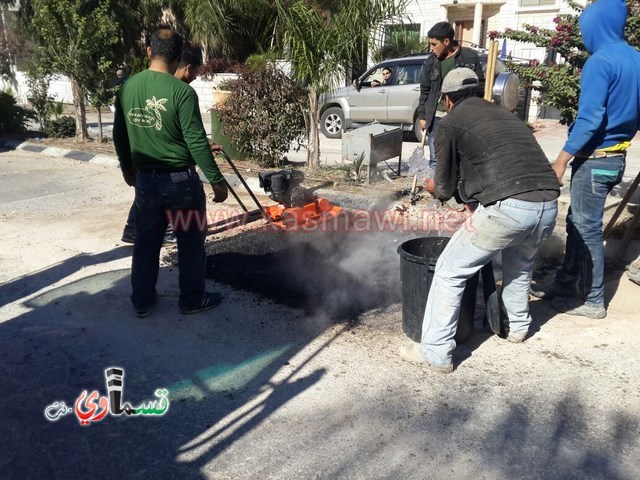  بلدية كفرقاسم  تقوم بجولة ترميمات وتعبيد لحفر الشوارع 